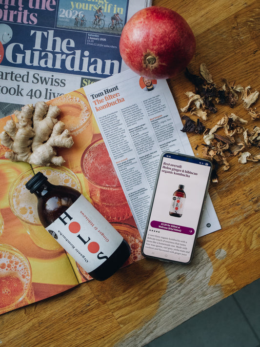 Holos Ginger & Hibiscus Organic Kombucha Named 'The Best Overall UK Supermarket Kombucha' by The Guardian!