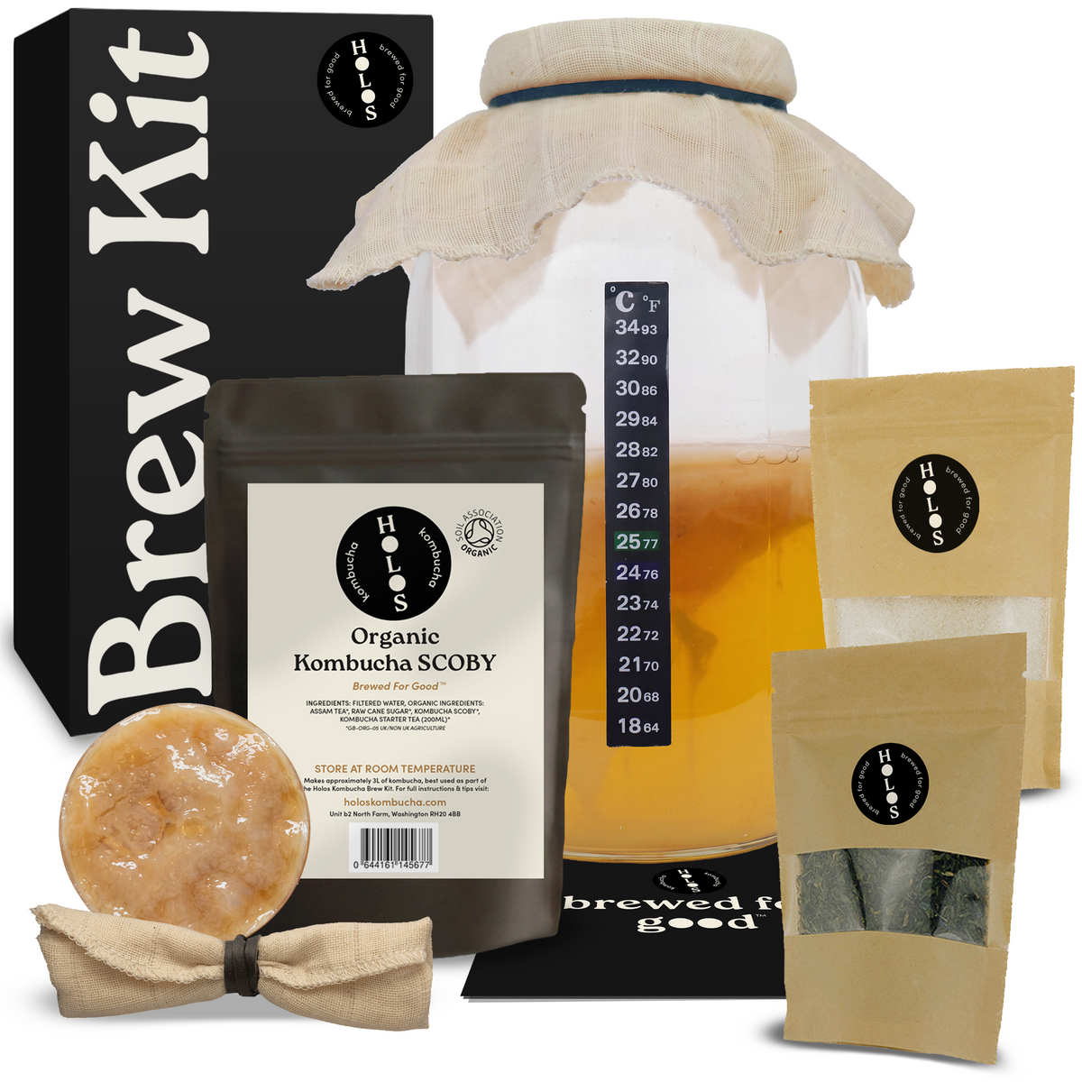 Organic Kombucha Brewing Kit with SCOBY