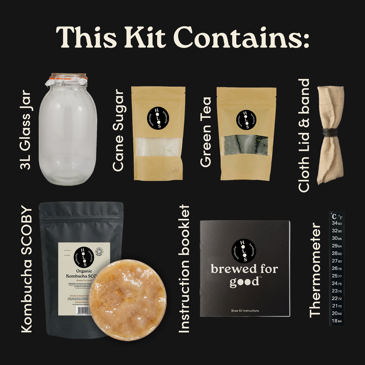 Organic Kombucha Brewing Kit with SCOBY